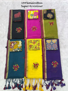 Elegant Mul Cotton Saree - Festive Resham Work for Women