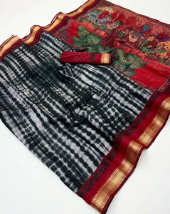 Elegant Mul Cotton Saree - Soft Traditional Prints with Zari Border for Festive Wear