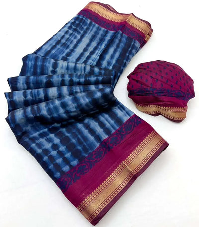 Elegant Mul Cotton Saree - Soft Traditional Prints with Zari Border for Festive Wear