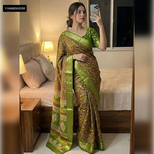 Elegant Mul Mul Cotton Saree - Soft Kashmiri Print for Festive Wear