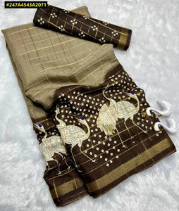 Elegant Mul Mul Cotton Silk Saree - Soft Zari Hamsa Weaving for Women