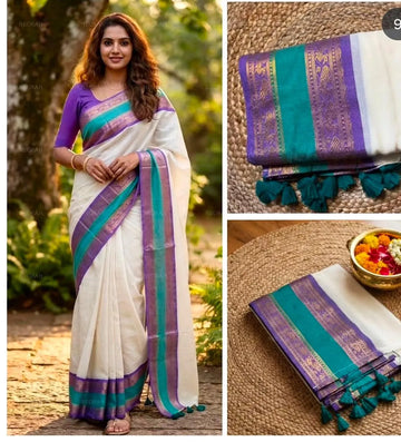 Elegant Mull Cotton Saree - Ultra-Lightweight 120 Count Festive Wear for Women