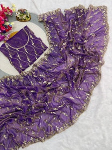 Elegant Multi Sequence Saree - Heavy Embroidery for Party Wear Women