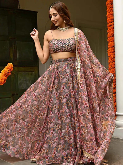 Elegant Multicolor Lehenga Set - Digital Organza | Festive Wear