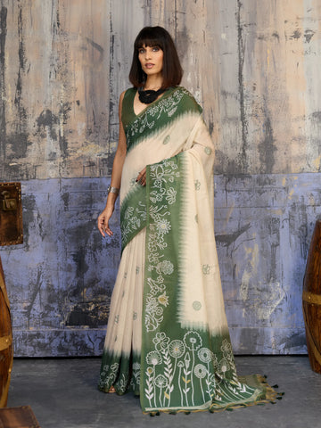 Elegant Munga Cotton Saree - Artistic Printed Design for Women