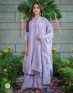 Elegant Muslin Cotton Kurti Set - Embroidered Festive Wear for Women | Sizes S-XXL