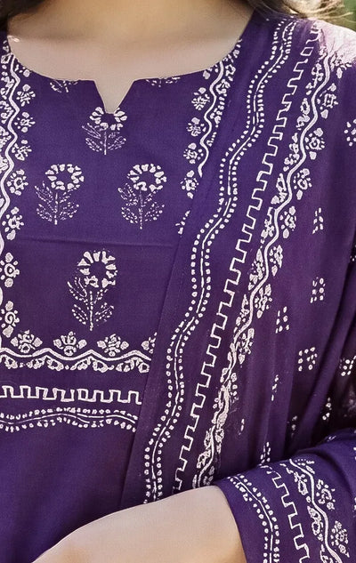 Elegant Muslin Kurti Set - Hand-Printed Design for Women