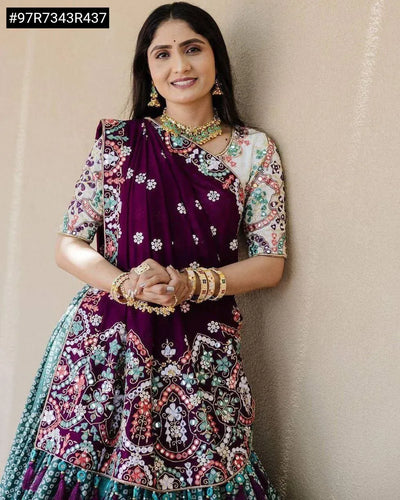 Elegant Muslin Lehenga - Digital Print, Real Mirror Work for Women