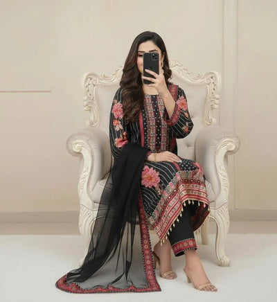 Elegant Muslin Pakistani Suit - Original Mirror Work & Digital Print for Festive Wear