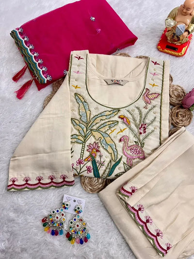 Elegant Muslin Silk Kurti Set - Festive Wear with Dupatta