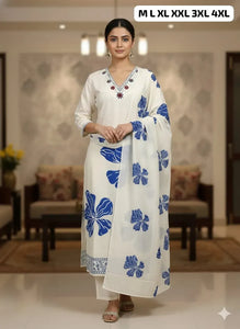 Elegant Muslin Silk Kurti Set - Festive Wear with Pant & Dupatta