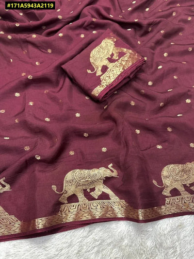Elegant Muslin Silk Shaded Saree - Traditional Drape with Contrast Blouse