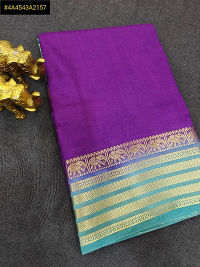 Elegant Mysore Crape Silk Saree - Elephant Fancy Border for Women