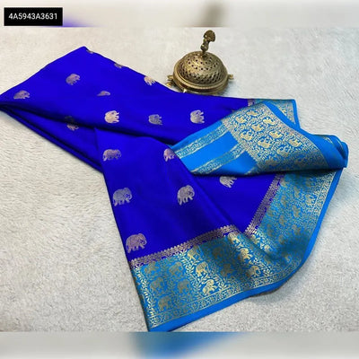 Elegant Mysore Crape Silk Saree - Zari Elephant Butta for Festive Wear