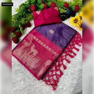 Elegant Mysore Silk Saree - Heavy Weaving Two-Tone Border for Wedding & Festive Wear