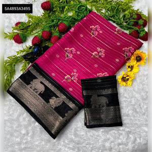 Elegant Mysore Silk Saree - Rich Weaving & Two-Tone Border for Women