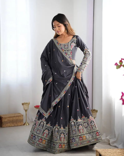 Elegant Natural Crepe Silk Lehenga Choli - Heavy Coding Dori & Sequence Work for Festive & Wedding Wear