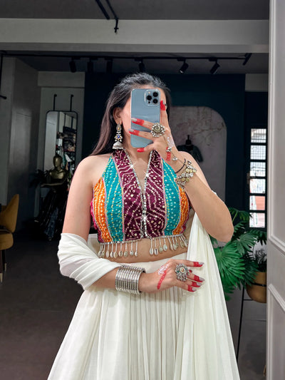 Elegant Navratri Lehenga with 12m Flair for Festive Garba