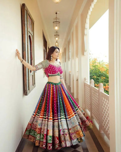Elegant Navratri Muslin Chaniya Choli - Real Mirror Work Festive