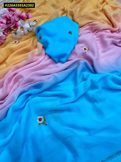 Elegant Nazbin Chiffon Saree - Beautiful Cut Dana Work for Festive Occasions