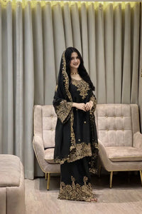 Elegant NC MOS Silk Kurti Plazzo Set - Sequin & Zari Embroidery for Women
