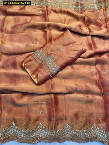 Elegant Nc Moss Silk Saree - Fancy Sequin & Thread Work for Festive Parties