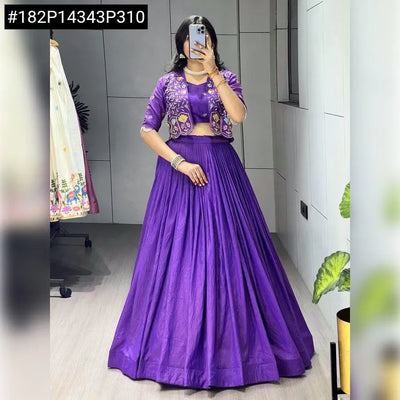 Elegant NC Vichitra Lehenga - Full Flair Koti Jacket Set