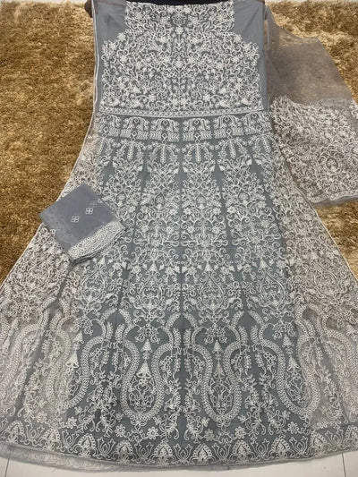 Elegant Net Anarkali Gown - Exquisite Coding Embroidery for Festive Occasions