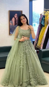 Elegant Net Lehenga Choli with Heavy Sequence Work - Festive Wear for Women
