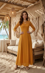 Elegant Net Long Dress - Premium Crepe Inner Gown for Women