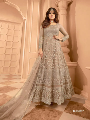 Elegant Net Sequence Anarkali Gown - Festive & Party Wear