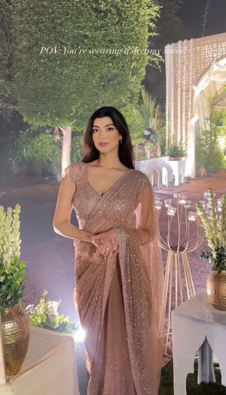 Premium Net Sequins Saree for Festive Wear