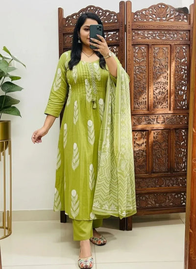 Elegant New Anarkali Kurta Set - Handwork Cotton Flaired Suit for Women