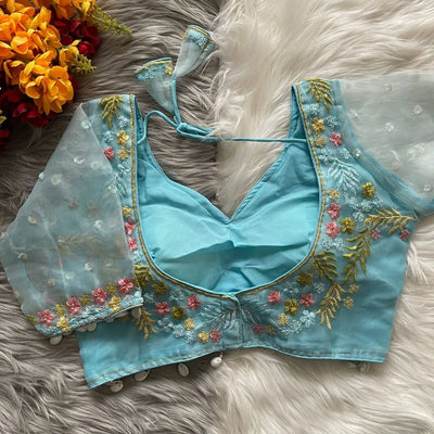 Elegant Orenga Silk Blouse - Heavy Embroidered & Padded | Plus Size Bridal