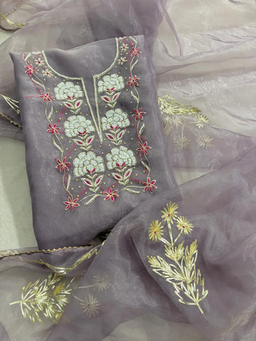 Elegant Organza Kurta Set - Handcrafted Pearl & Cutdana Work for Festive Wear