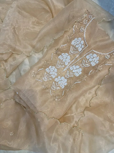 Elegant Organza Kurta Set - Handcrafted Pearl & Cutdana Work for Festive Wear