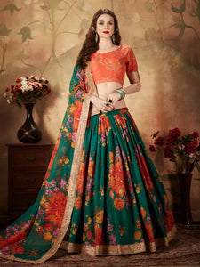 Elegant Organza Lehenga Choli - Floral Festive Wear