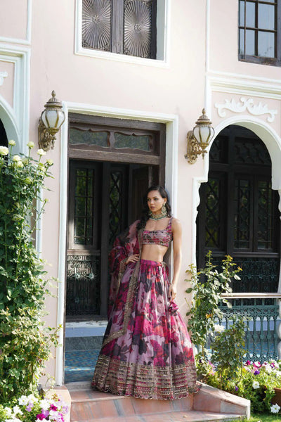 Elegant Organza Lehenga - Intricate Thread & Sequence Work for Wedding & Festive Occasions