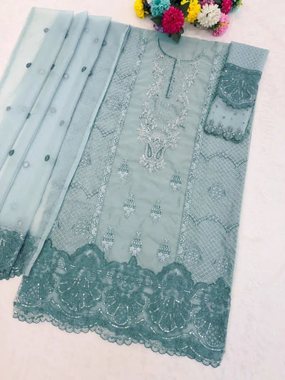 Elegant Organza Sequence Suit - Heavy Embroidered Festive Wear