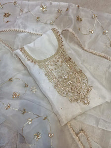 Elegant Organza Suit Set - Handwork for Festive & Wedding Wear