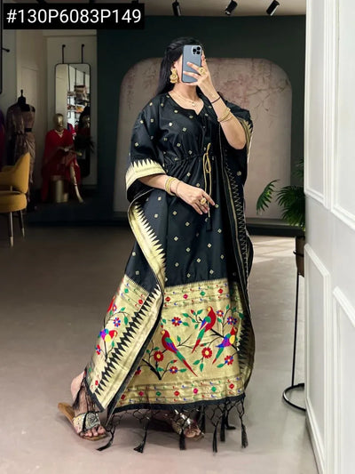 Elegant Paithani Jacquard Kaftan - Weaving Zari Work for Festive Wear Women
