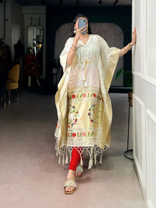 Exclusive Paithani Jacquard Kaftan Dress with Royal Zari Weaving - Free Size Festive Wear for Women