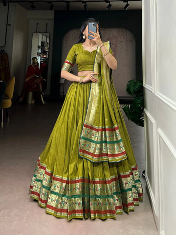 Elegant Paithani Lehenga - Zari Weaving for Festive & Wedding Celebrations
