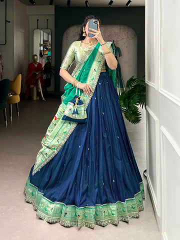 Elegant Paithani Silk Lehenga - Zari Weaving for Wedding & Festive