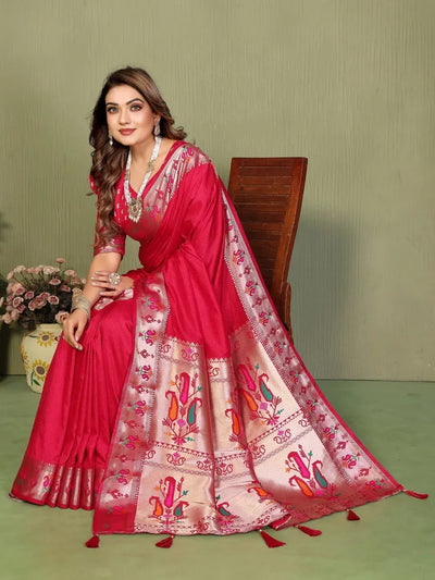 Elegant Paithani Silk Saree with Rich Weaving for Weddings