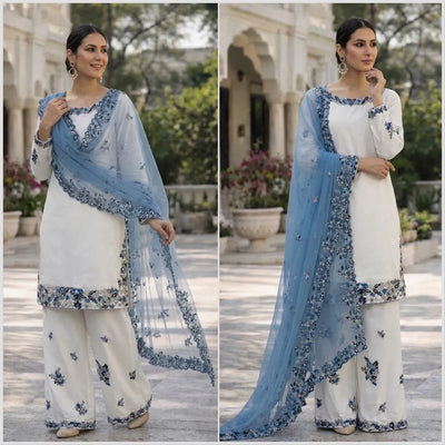 Elegant Palazzo Suit Set - Heavy Embroidery & Sequins Work for Women
