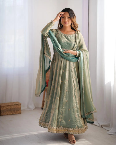 Elegant Party Wear Dress for Women - Premium Fandy Silk Embroidered Gown Set