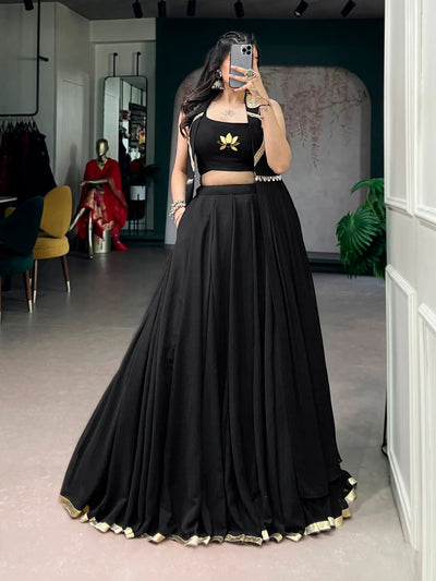 Elegant Party Wear Lehenga with Jacket - Lotus Handwork & 6 Meter Flare for Women