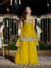 Premium Two-Tone Fandy Silk Embroidered Sharara Suit for Women - Elegant Festive Party Wear Set
