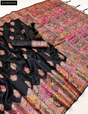 Elegant Pashmina Kashmiri Saree - Meenakari Zari Weave for Festive Wear